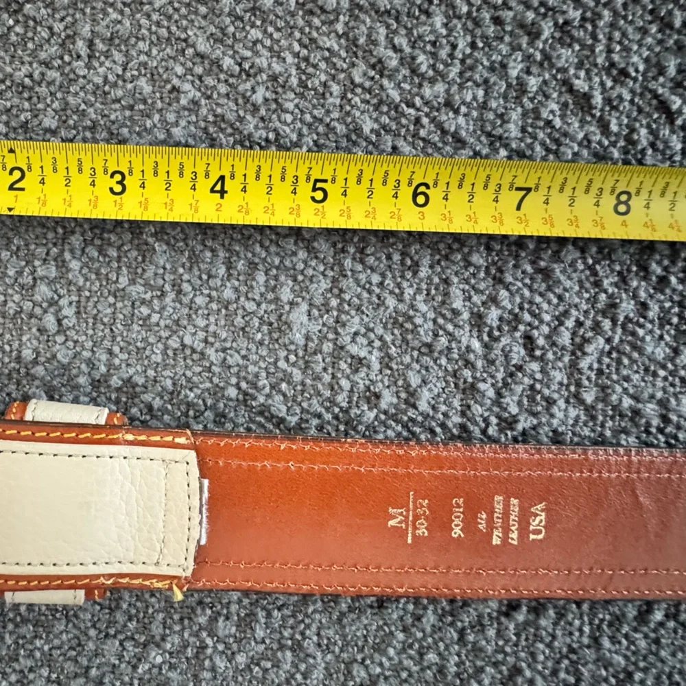 Vintage Dooney & Burke All Weather Leather Canvss Belt Cognag Brass Accent